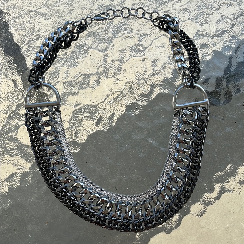 Silver and Black Chain Necklace